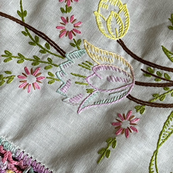 Vintage Hand Embroidered Cotton Table Runner - Picture 5 of 6